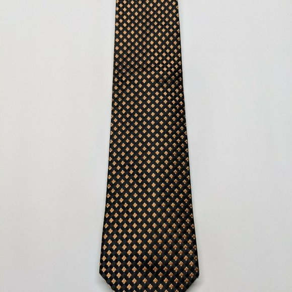 Joseph Abboud Black and Orange Plaids & Checks Tie - Picture 3 of 6